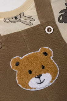Komplet ogrodniczek Bear Corduroy w kolorze brązowym