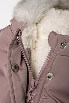 Parka met capuchon en bont, paars