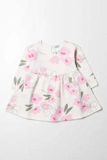 Sukienka babydoll w kwiaty, biało-różowa