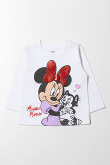 Koszulka z długim rękawem Myszki Minnie, biała