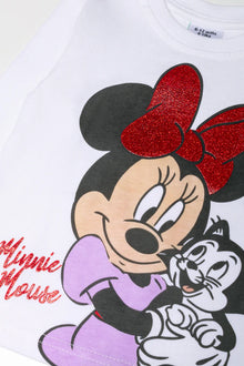 Koszulka z długim rękawem Myszki Minnie, biała