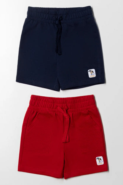 2-pack shorts marineblauw en rood