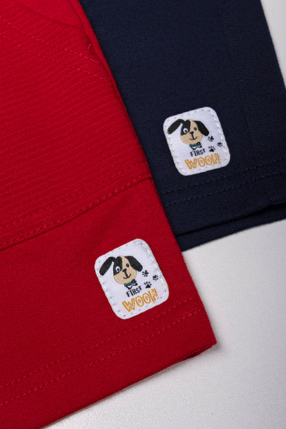 2-pack shorts marineblauw en rood