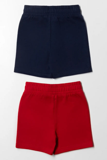 2-pack shorts marineblauw en rood
