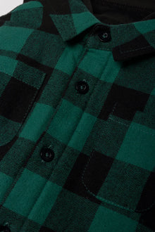 Hooded Check Shacket Zwart en Blauwgroen