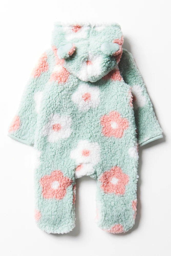Flower Sherpa Babygrow Green