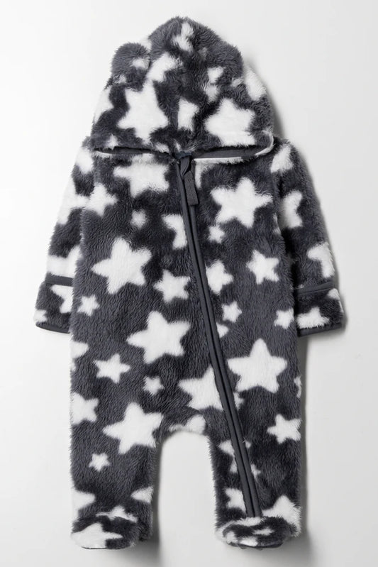 Stars Babygrow Dark Grey