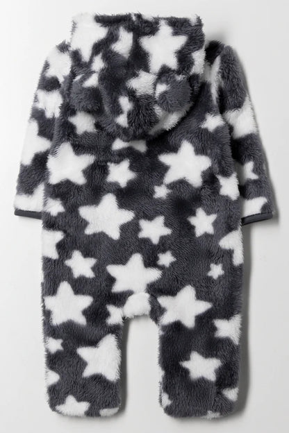 Stars Babygrow Dark Grey