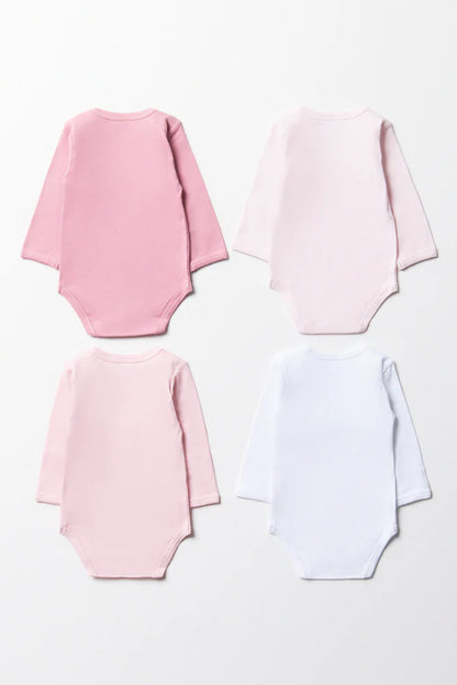 4 Pack Long Sleeve Bodyvest Pink