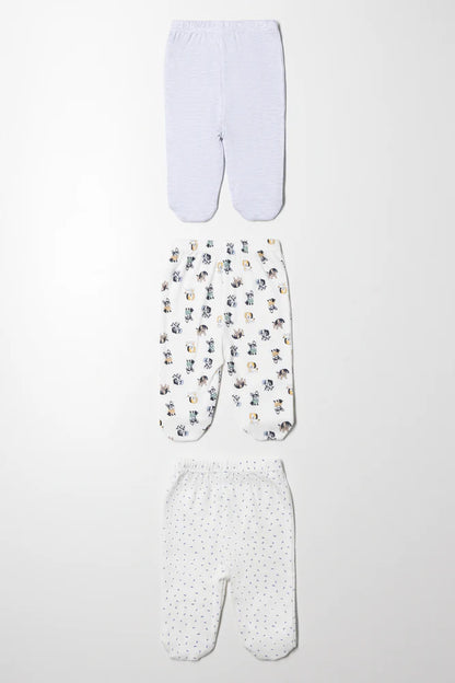 3 Pack Leggings Blue And White