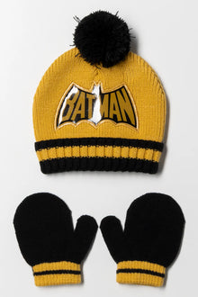 Batman muts en wanten set geel