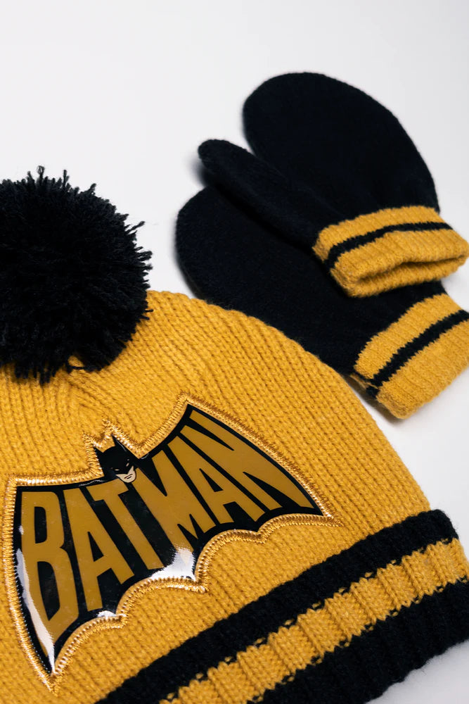 Batman Beanie And Mittens Set Yellow