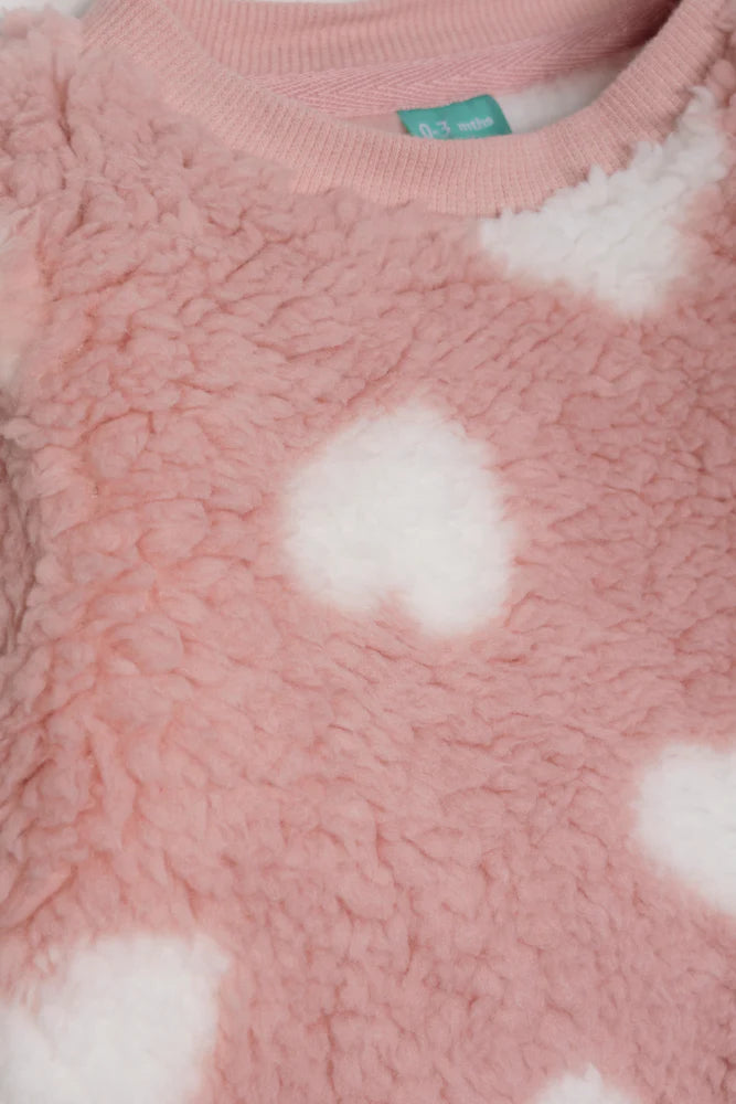 Fleece Hart Set Roze