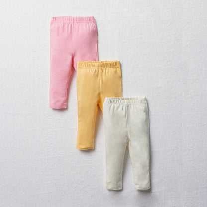 3-pack leggings roze, geel en crème