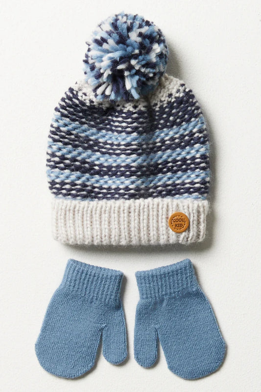 Beanie And Mittens Set Blue
