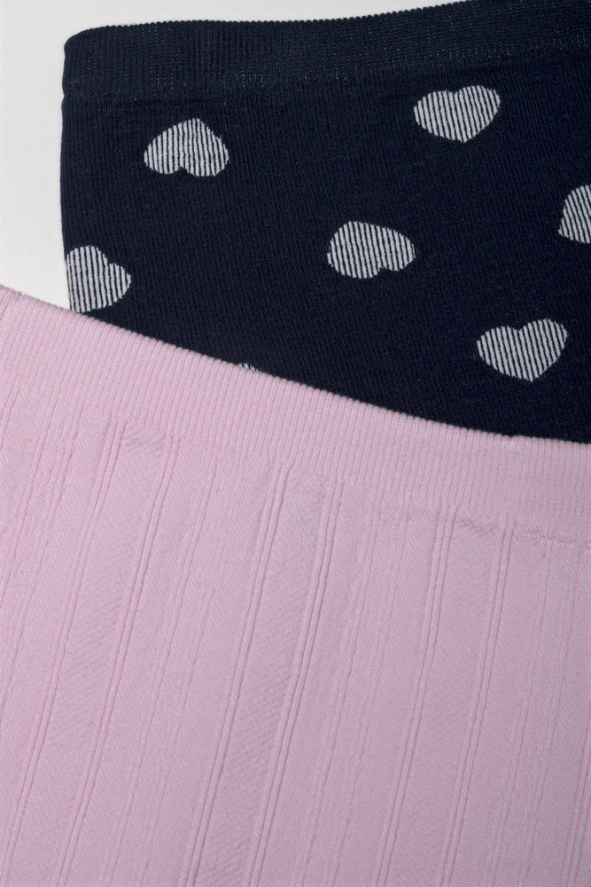 2-pack kabelgebreide leggings marineblauw en roze