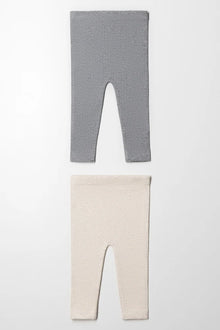 2-pack kabelleggings, natuurlijk en grijs