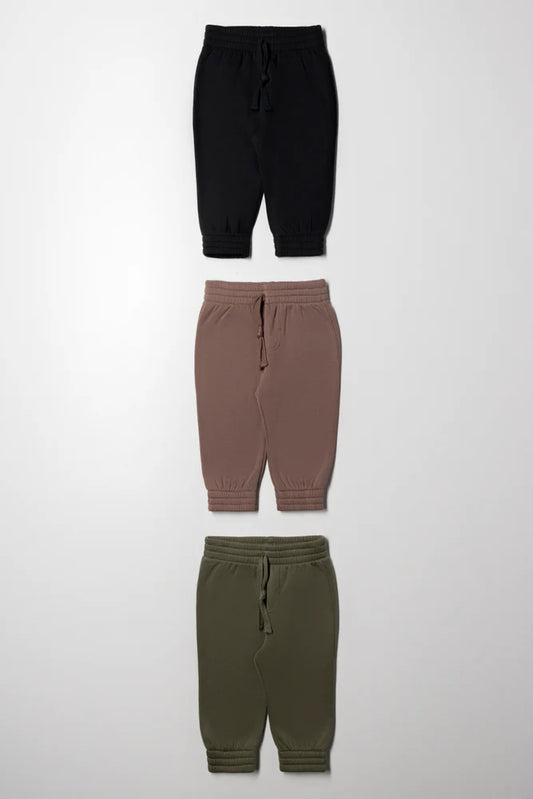 3-pack trainingsbroeken groen, naturel en zwart
