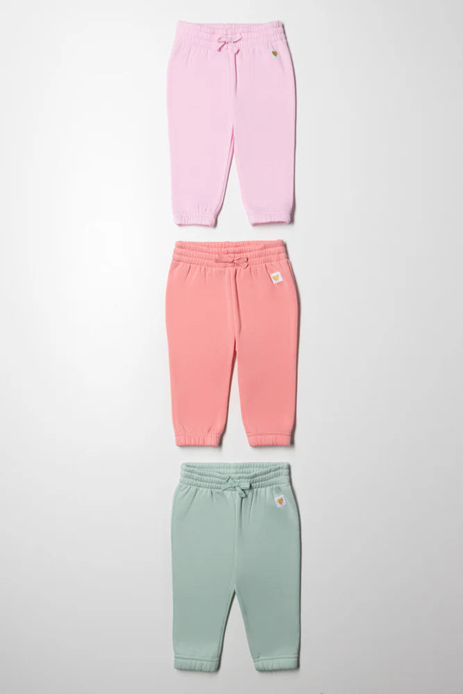 3-pack trainingsbroek groen en roze