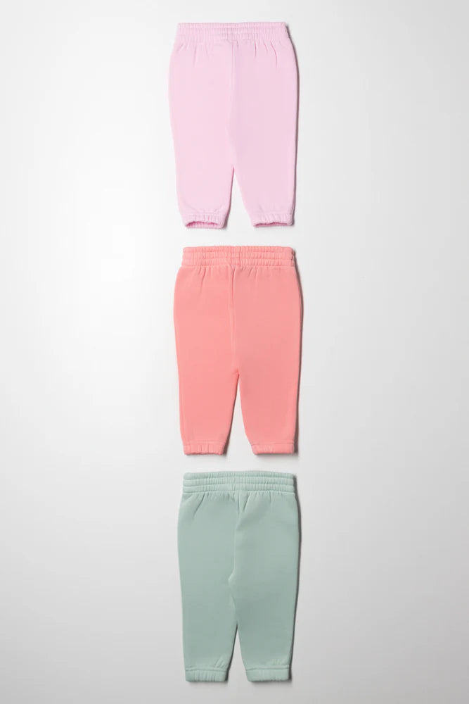 3-pack trainingsbroek groen en roze