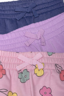 3-pack trainingsbroeken in marineblauw, paars en roze