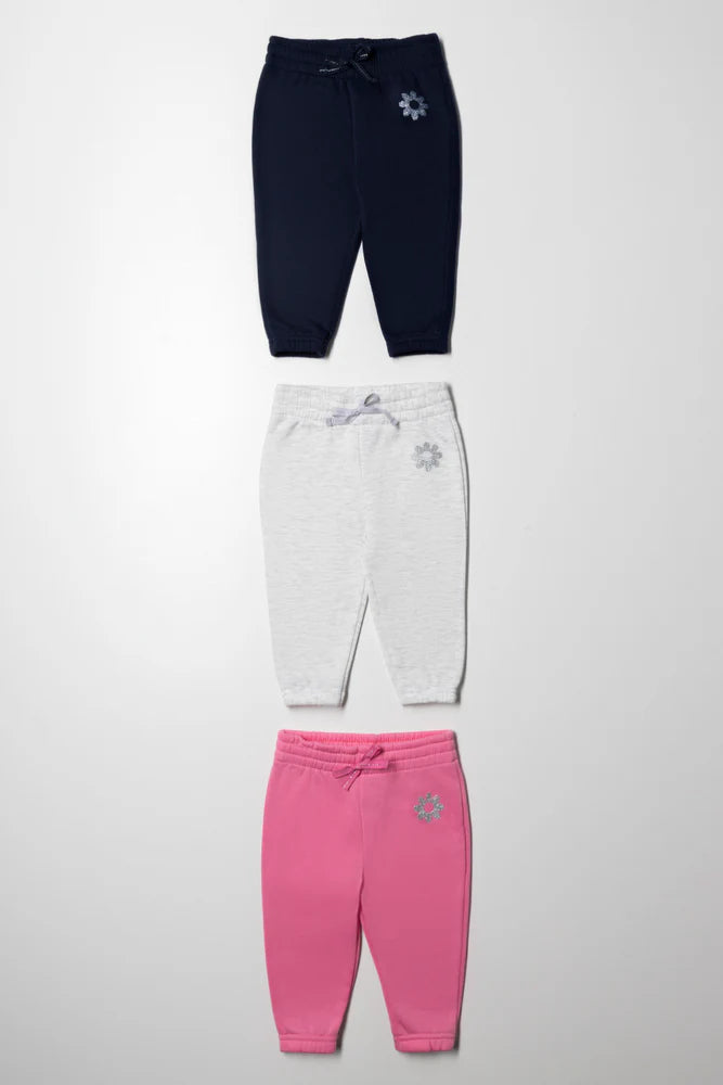 3-pack trainingsbroeken in marineblauw, grijs en roze