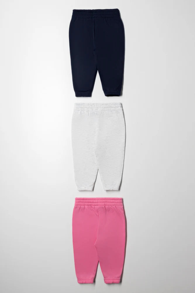 3-pack trainingsbroeken in marineblauw, grijs en roze