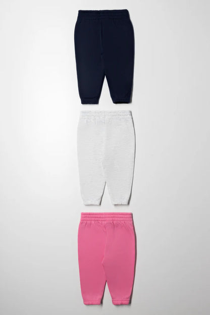 3-pack trainingsbroeken in marineblauw, grijs en roze