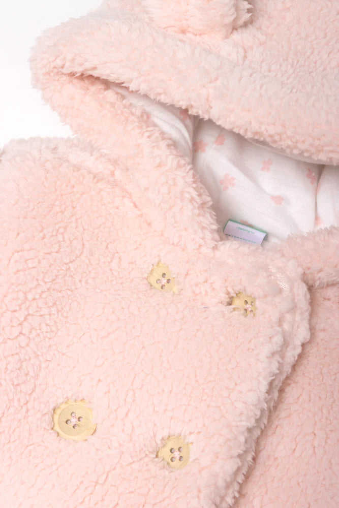 Sherpa-jack met capuchon, roze