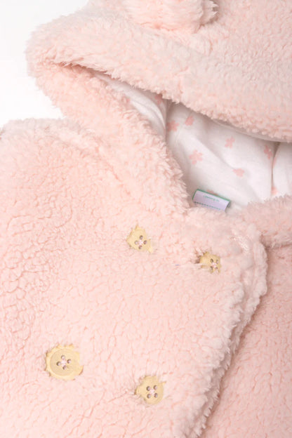 Sherpa-jack met capuchon, roze