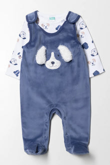 Fleece Dog Dungaree Blue