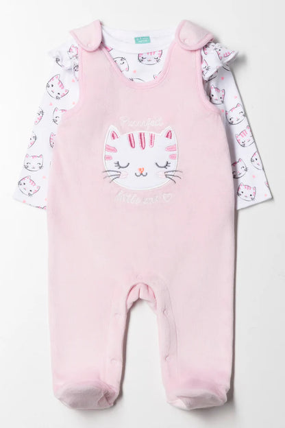 Fleece Cat Dungaree Pink