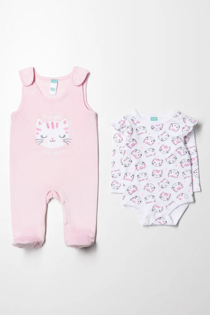 Fleece Cat Dungaree Pink