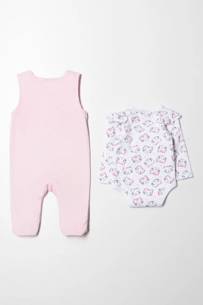 Fleece Cat Dungaree Pink