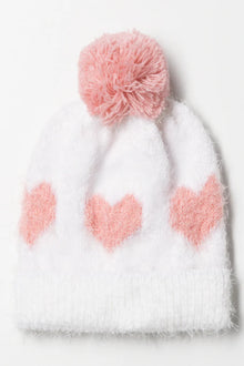 Czapka beanie w kształcie serca biała