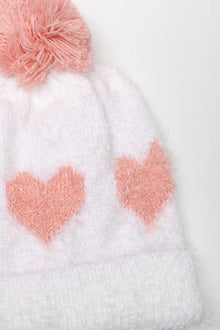 Czapka beanie w kształcie serca biała