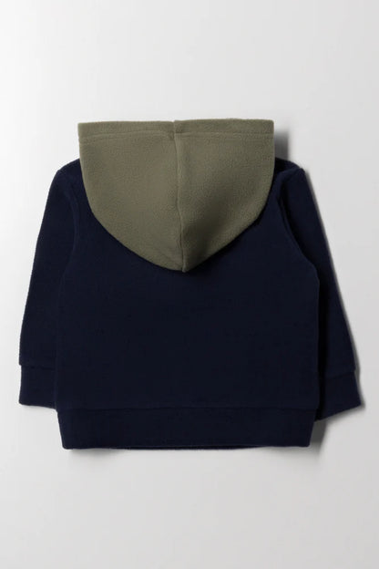 Bluza z kapturem Dinozaur Color Block w kolorze zielonym i granatowym