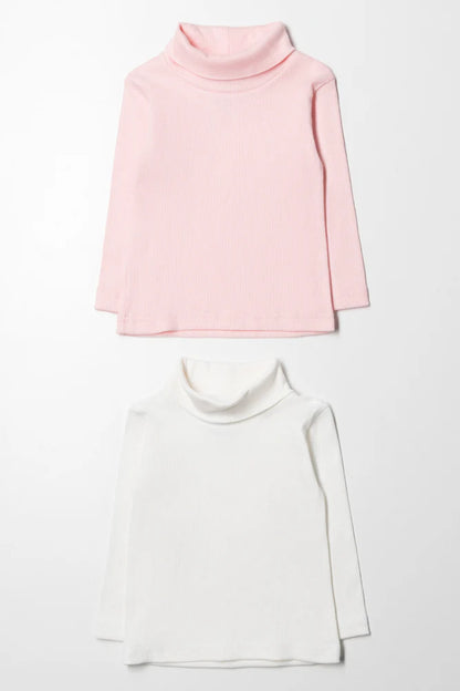 2-pack poloshirts roze en wit