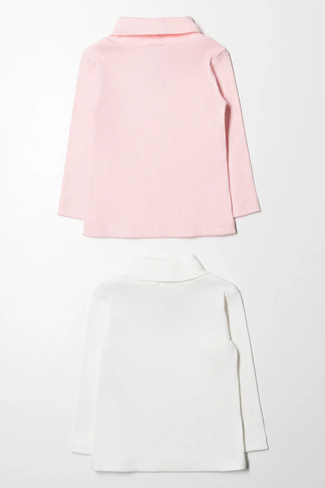 2-pack poloshirts roze en wit