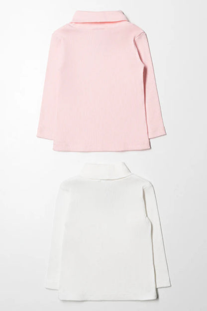 2-pack poloshirts roze en wit