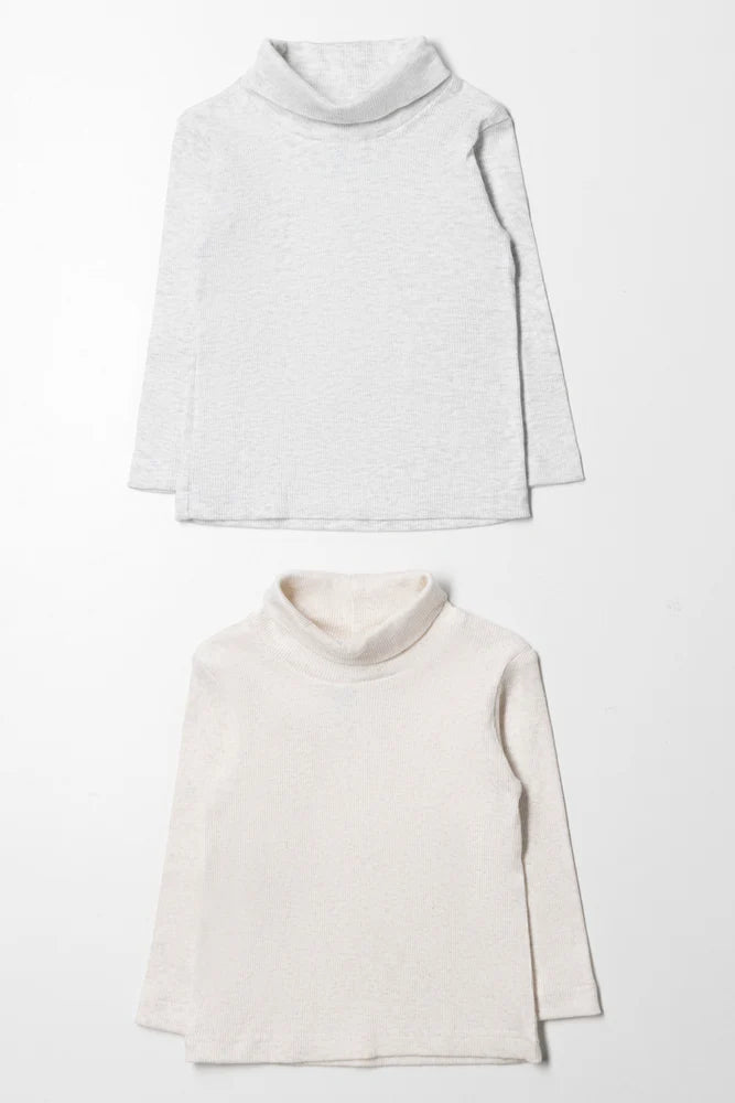 2-pack poloshirts grijs en wit