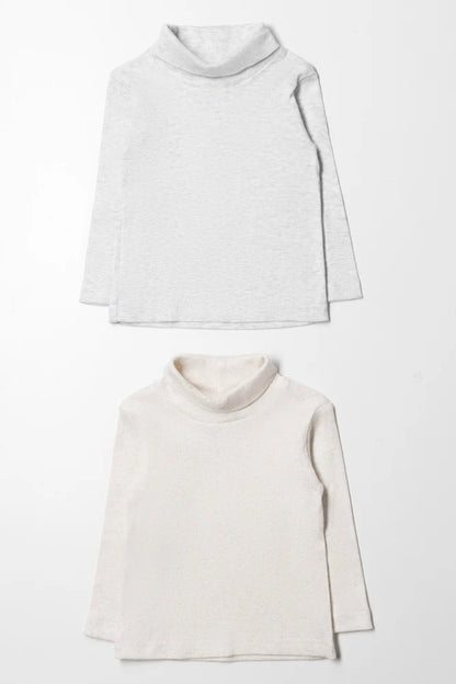 2-pack poloshirts grijs en wit