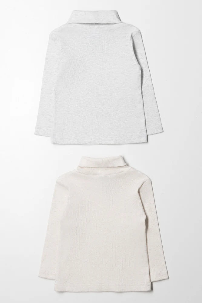 2-pack poloshirts grijs en wit