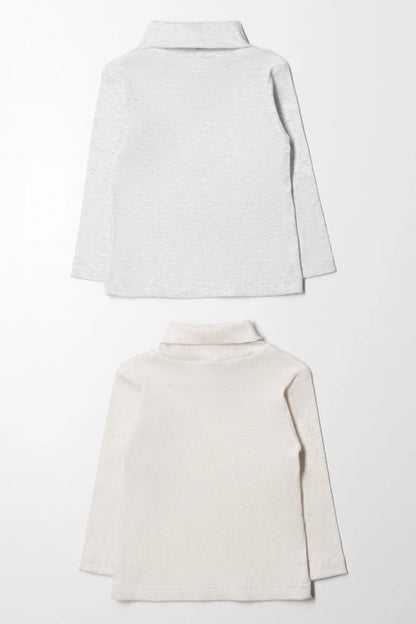 2-pack poloshirts grijs en wit