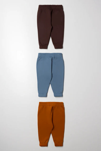 3 Pack Track Pants Blue, Brown And Burnt Orange