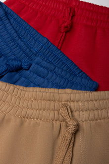 3-pack trainingsbroeken rood, naturel en blauw