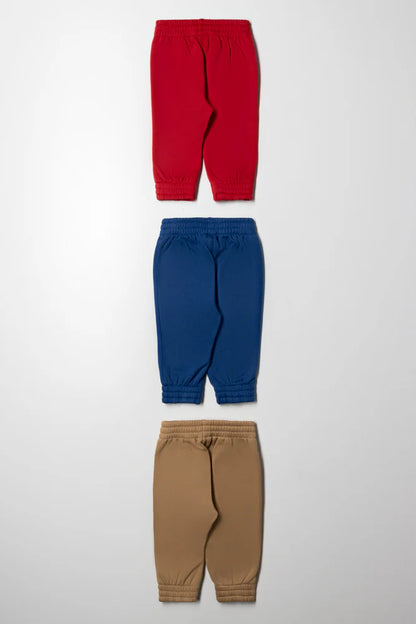 3 Pack Track Pants Red, Natural And Blue