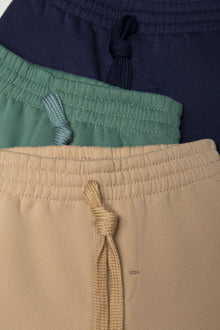 3-pack trainingsbroeken in naturel, groen en marineblauw