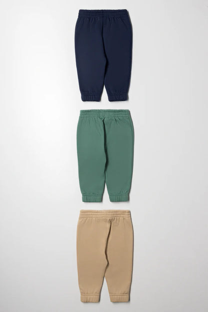 3 Pack Track Pants Natural, Green And Navy
