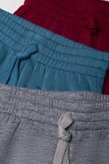 3-pack trainingsbroeken blauw, grijs en rood